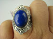 bpe6837 Egzotyczna Piękność !!! Orientalny Piękny Pierścień z królewskim Lapis Lazuli - strażnik prawdy i mądrości r.20 Srebro 925 # - 6