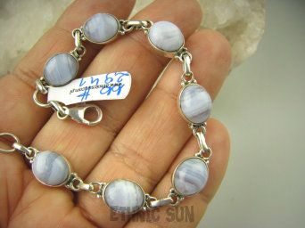 bb2941 Bransoleta fioletowy błękitny KORONKOWY AGAT BLUE LACE kamień spokoju i pozytywnego myślenia idealny na STRES , CHOROBY OCZU , USZU UKOJENIE DUSZY Srebro 925 #