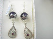 bkee1186 Niebieskie Marzenie Ależ piękny wzór Długie 6 cm Lekkie 11g Długie 6 cm Piękne Ażurowe Kolczyki Fioletowy Ametyst, Rubiny Indyjskie Srebro 925 - 6