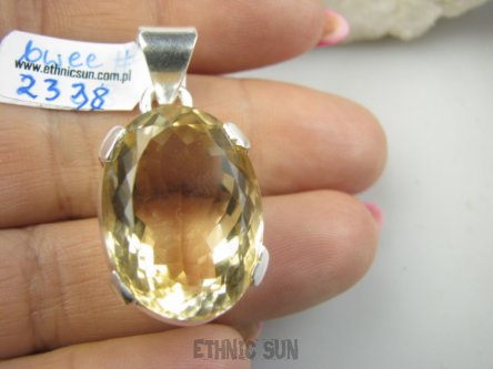 bwee2338 Biżuteria Ekskluzywna !! RZADKOŚĆ Lśniący OKAZ 15 g !! Wisior Zawieszka PIĘKNY CYTRYN - kamień Antycukrzycowy Srebro 925 #
