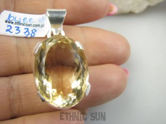 bwee2338 Biżuteria Ekskluzywna !! RZADKOŚĆ Lśniący OKAZ 15 g !! Wisior Zawieszka PIĘKNY CYTRYN - kamień Antycukrzycowy Srebro 925 #