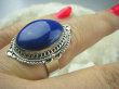 bpe5728 Egzotyczna Piękność !!! Orientalny Piękny Pierścień z królewskim Lapis Lazuli - strażnik prawdy i mądrości r.18 Srebro 925 # - 2