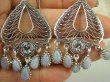 bkee929 FANTASTYCZNE ! Duże długie 7 cm szerokie Ażurowe Wachlarze Przepiękne orientalne Kolczyki AGAT BLUE LACE, BLUE TOPAZ Srebro 925  - 3