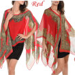P11 ORIENTALNA PIĘKNOŚĆ 5 W 1 !!!! Pareo, Bluzka, Sukienka, Chusta,  Szal  perełki  INTENSYWNA SEKSOWNA CZERWIEŃ  rozmiar uniwersalny  - 8