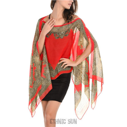P11 ORIENTALNA PIĘKNOŚĆ 5 W 1 !!!! Pareo, Bluzka, Sukienka, Chusta,  Szal  perełki  INTENSYWNA SEKSOWNA CZERWIEŃ  rozmiar uniwersalny 