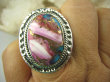 bpe7099 NIEZWYKŁA fioletowo-różowa Wielobarwna Ostryga Pierścień OSTRYGOWY TURKUS MIEDZIANY Turkus OSTRYGA Muszla złota MIEDZ r.17 Srebro 925 # - 6