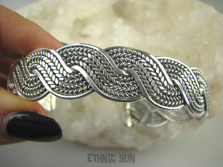 bb849 SPLECIONY WARKOCZ 1,6 cm !! 31 gramów   na normalne i szersze 17-20cm ob. nadgarstka Otwarta Bransoleta BANGLA Cała ze SREBRA Max Wygodna  Srebro 925 #