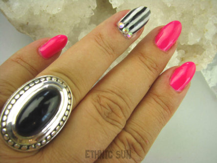 bpe6152 Biżuteria Orientalna !!! Duży Masywny Pierścień Ametyst - kamień mądrości r.19/r.20 Srebro 925 # 