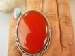 bpe9226 OBŁĘDNY OLBRZYM 28g front 4.7 cm / 3.4 cm GIGANT Regulowany Pierścień Pierścionek Karneol - kamień odwagi  r.18, r.19, r.20, r.21, r.22, r.23 Srebro 925 # - 2