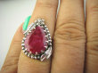 bpee4309 Czarodziejsko Piękny CUDOWNY Pierścień Pierścionek Rubin Indyjski w orientalnej oprawie Rubiny r.14/r.15 Srebro 925 # - 2
