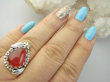 bpe9385 Czarodziejsko Piękny Orientalny Pierścień Pierścionek czerwony Onyks r.19 Srebro 925 # - 5