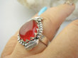 bpe9385 Czarodziejsko Piękny Orientalny Pierścień Pierścionek czerwony Onyks r.19 Srebro 925 # - 9