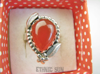 bpe9385 Czarodziejsko Piękny Orientalny Pierścień Pierścionek czerwony Onyks r.19 Srebro 925 #