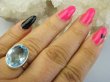 bpee4705 BŁĘKITNE CUDEŃKO  !!! Lśniący Klejnot Klasyczny Pierścień Pierścionek laboratoryjny BLUE TOPAZ - kamień młodości r.18 Srebro 925 # - 4