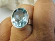 bpee4705 BŁĘKITNE CUDEŃKO  !!! Lśniący Klejnot Klasyczny Pierścień Pierścionek laboratoryjny BLUE TOPAZ - kamień młodości r.18 Srebro 925 # - 8