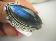 bpe6797 Piękny OKAZ - Duży Masywny 14 g! Pierścień Niebieski Labradoryt Spektrolit - kamień Zorzy Polarnej r.22 Srebro 925 # - 8