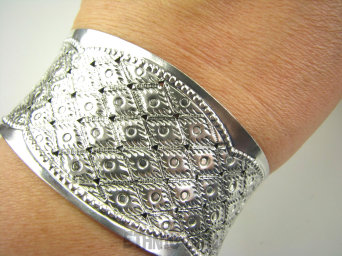 bb3779 BAJECZNA LŚNIĄCA Orientalna PIĘKNOŚĆ Masywna 32 gramy UNIWERSALNA Otwarta Bransoleta Bransoletka Bangla Cała ze SREBRA Srebro 925 #