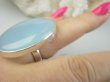 bpe8425 Błękitna Piękność WSPANIAŁY Regulowany Pierścień Pierścionek CHALCEDON TARCZYCA r.14, r.15, r.16, r.17, r.18, r.19 Lśniące Srebro 925 # - 4