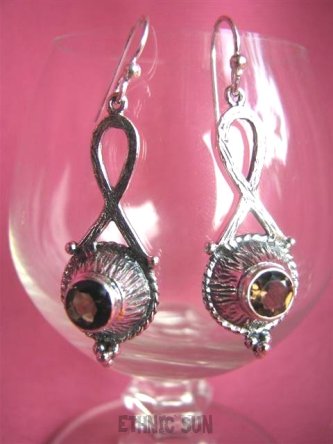 akel488 Śliczne długie FINEZYJNE  Kolczyki KWARC DYMNY Srebro 925