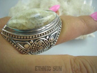 bpe5239 Cudo JASPIS Wielki OKAZ 19 gramów !!! WIELKI Pierścień kojący Jaspis - uspokaja duszę r.18 szeroka obrączka Srebro 925 #