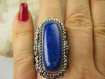 bpe6646 CUDO UNIKAT NASZ PROJEKT !!! Duży Masywny 30 G !!! PIERŚCIEŃ KRÓLEWSKI LAPIS LAZULI r.20 Srebro 925 #