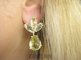 bkee1160 Woow Cudowne Bosko Piękne CYTRYNOWE UWODZICIELKI !!! LUX Eleganckie Kolczyki na sztyft z Cytrynami CYTRYN Srebro 925