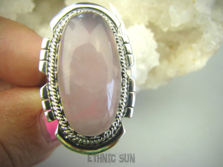 bpe7957 Piękny OKAZ !!!! Egzotyczny Pierścień KWARC Różowy Kamień mocnego SERCA r.18 Srebro 925 #