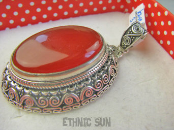 bwe3754 Cudowny Duży OKAZ 25g !!! Wisior Zawieszka czerwony Onyks - regeneruje SERCE, EGZEMY, PAMIĘĆ Srebro 925 #