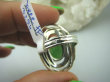 bpee3294 AŻUROWY CUDOWNY Piękny Pierścień z zielonym Jadeitem w obręczach Zielony JADEIT r.14/r.15 Srebro 925 # - 6