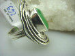 bpee3294 AŻUROWY CUDOWNY Piękny Pierścień z zielonym Jadeitem w obręczach Zielony JADEIT r.14/r.15 Srebro 925 # - 9