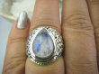 bpe5962 Biżuteria Egzotyczna - Przeświecająca Kropla !! Piękny Pierścień Wielobarwny Kamień Księżycowy r.15/ r.16 Srebro 925 # - 4