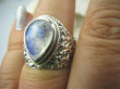 bpe5962 Biżuteria Egzotyczna - Przeświecająca Kropla !! Piękny Pierścień Wielobarwny Kamień Księżycowy r.15/ r.16 Srebro 925 # - 5