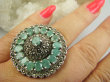 bpee4593 SZMARAGDOWA KRÓLOWA  Woooo CACKO Lśniąca Kopuła Piękny UNIKAT Duży 19g !! Pierścień Pierścionek Szmaragdy Birmańskie oraz Szwajcarskie Markazyty Szmaragd r.18/ r.19 SREBRO 925 # - 3