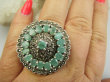 bpee4593 SZMARAGDOWA KRÓLOWA  Woooo CACKO Lśniąca Kopuła Piękny UNIKAT Duży 19g !! Pierścień Pierścionek Szmaragdy Birmańskie oraz Szwajcarskie Markazyty Szmaragd r.18/ r.19 SREBRO 925 # - 6