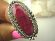 bpee3827 RUBINOWY CUDOWNY Długi 3.6 cm !! Pierścień Rubin Indyjski w orientalnej oprawie Rubiny r.16 Srebro 925 # - 7