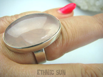 bpe5751 Pastelowo - Różowy Klasyczny !!! Pierścień KWARC Różowy Kamień mocnego SERCA r.18 Srebro 925 #