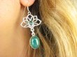 bke1172 Długie 6cm lekkie cudowne ażurowe kolczyki Kwiat Lotosu - talizman wiecznej młodości !!! Tak piękne Zielony Onyks SREBRO 925 - 3