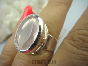 bpee2908 KLEJNOT - Piękny klasyczny Pierścień Kwarc Różowy - kamień mocnego Serca r.14 Srebro 925 #