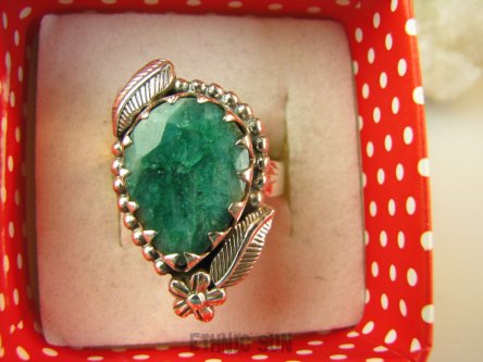 bpee4229 Czarodziejsko Piękny CUDOWNY Pierścień Pierścionek Szmaragd Indyjski w orientalnej oprawie Szmaragdy r.17 Srebro 925 #