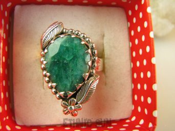 bpee4229 Czarodziejsko Piękny CUDOWNY Pierścień Pierścionek Szmaragd Indyjski w orientalnej oprawie Szmaragdy r.17 Srebro 925 #