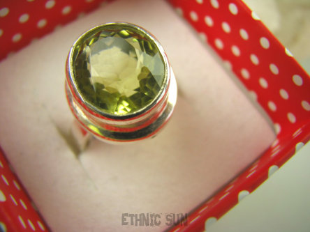 bpee3532 LŚNIĄCY KLEJNOT !!! Piękny Pierścień Żółty CYTRYN LEMON  - kamień antycukrzycowy r.13 Srebro 925 #