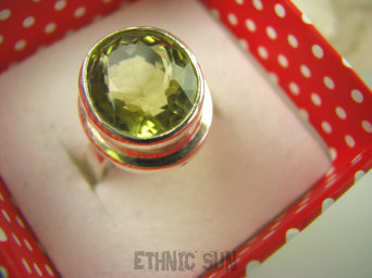 bpee3532 LŚNIĄCY KLEJNOT !!! Piękny Pierścień Żółty CYTRYN LEMON  - kamień antycukrzycowy r.13 Srebro 925 #