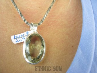 bwee2297 Biżuteria Ekskluzywna !! RZADKOŚĆ Lśniący OKAZ 14g! Wisior Zawieszka Zielony AMETYST unikat Srebro 925 #