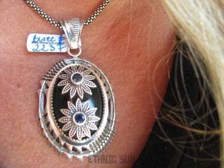 bwee2237 Zabójczo Piękny Marokański SKARB Niesamowity Duży 6.2 cm 22 g !! Wisior ONYKS Indygolit Maroko Srebro 925 #