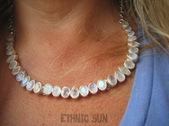 bn1572 Mieniąca Wielobarwna Piękna 39 g !!! Kolia, Naszyjnik REGULOWANA DŁUGOŚĆ szlifowany Kamień Księżycowy Srebro 925 #