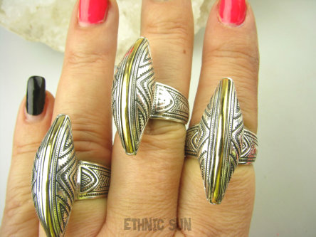 bpe8816 MAROKAŃSKI KIEŁ - Unikatowy wzór mocno zdobiony orientalny duży  3.4 cm okaz PIERŚCIEŃ ZE SREBRA PIERŚCIONEK r.20 Srebro 925 Maroko #