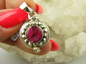 bwee2190 Rubinowy Skarb !!! Delikatny Sekretnik Zawieszka Na Zdjęcia lub Marzenia Otwierany Wisior Rubin Indyjski Srebro 925 #