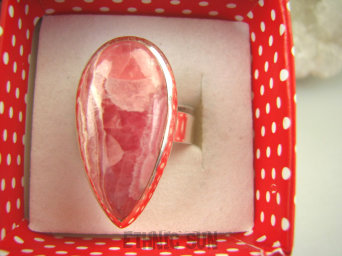 bpe6734 Pastelowy okaz KROPLA Pierścień RODOCHROZYT - kamień miłości r.17 lśniące Srebro 925 #