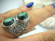 bpe5928 Biżuteria Egzotyczna !!! Pierścień Zielony MALACHIT - pobudza kreatywność r.20/ r.21 Srebro 925 # - 3