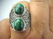 bpe5928 Biżuteria Egzotyczna !!! Pierścień Zielony MALACHIT - pobudza kreatywność r.20/ r.21 Srebro 925 # - 5